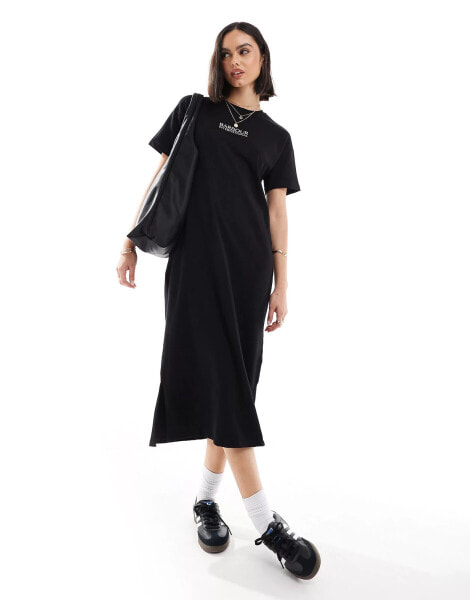 Barbour International jersey logo maxi t-shirt dress in black