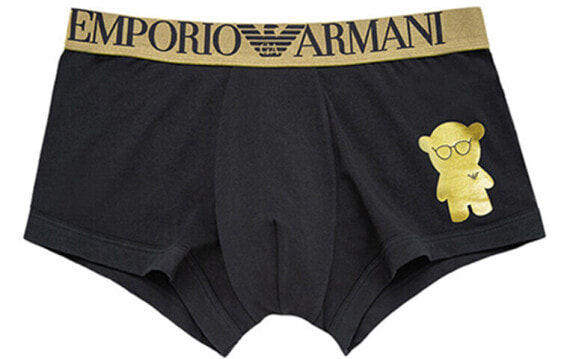 阿玛尼/EMPORIO ARMANI 弹力印花棉平角内裤 男款 黑色 / Трусики EMPORIO ARMANI 111389-9A597-00020