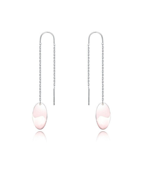 Classy Sterling Silver Oval Rose Gold Plated Metals Dangling Earrings