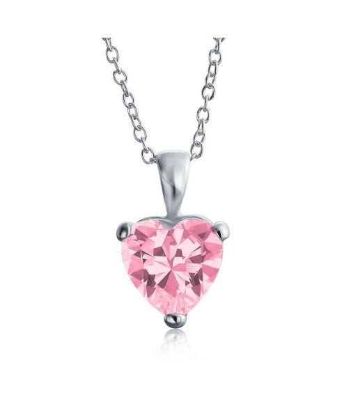 Timeless Elegance: Pink 5CT Heart-Shaped Solitaire Pendant Necklace - Sterling Silver CZ Cubic Zirconia For Women