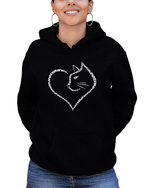 Women's Cat Heart Word Art Hooded Sweatshirt