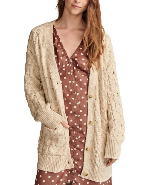 Women's Cable-Knit Long Cardigan