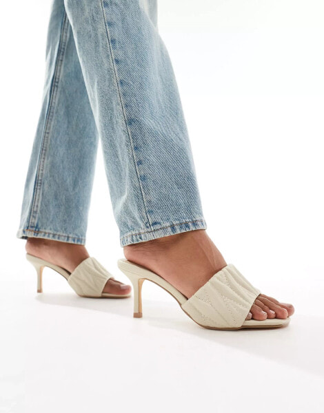 Truffle Collection heeled padded mules in stone