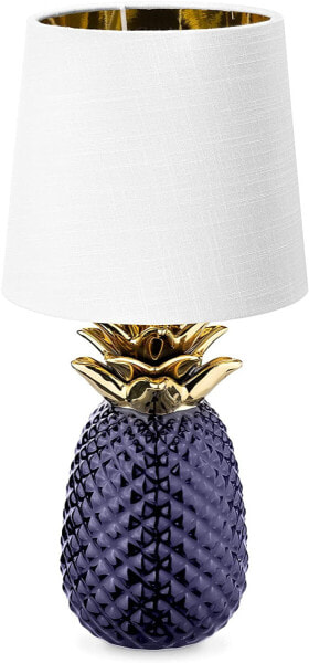 Navaris Table Lamp in Pineapple Design – 35 cm High – Decorative Ceramic Lamp for Bedside Table or Side Table – Decorative Lamp with E14 Thread in Silver/Black