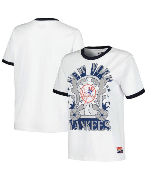 Women's White New York Yankees Oversized Ringer T-Shirt