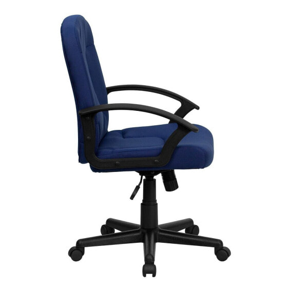 Mid-Back Navy Fabric Executive Swivel Chair With Nylon Arms
