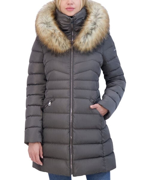 Women's Faux-Fur-Trim Hooded Puffer Coat