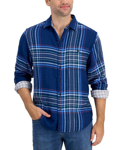 Men's Perfect Duo Yarn-Dyed Double-Weave Plaid Button-Down Shirt