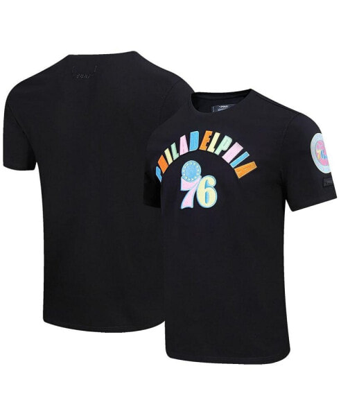 Men's Black Philadelphia 76ers Washed Neon T-shirt