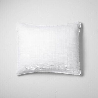 King Textured Chambray Cotton Pillow Sham White - Casaluna