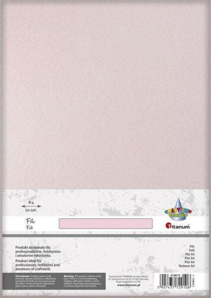 Фетр розовый Titanum Filc A4 10 шт 2мм 200 г - для детей, хобби и творчества