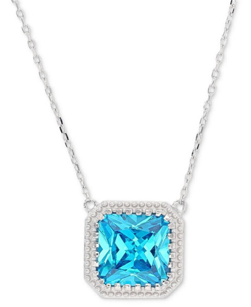 Cubic Zirconia Cushion Pendant Necklace, 18" + 2" extender (Also in Nano Morganite)