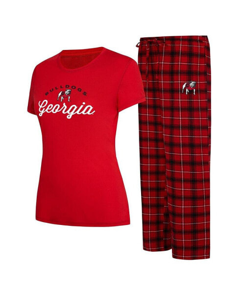 Women's Red, Black Georgia Bulldogs Arctic T-shirt and Flannel Pants Sleep Set