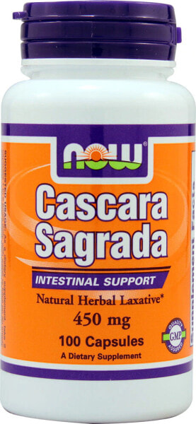 NOW Foods Cascara Sagrada Крушина для нормального функционирования кишечника 450 мг 100 капсул