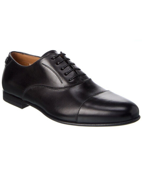 Ferragamo Gillo Leather Oxford Men's Black 8.5 Uk Ee