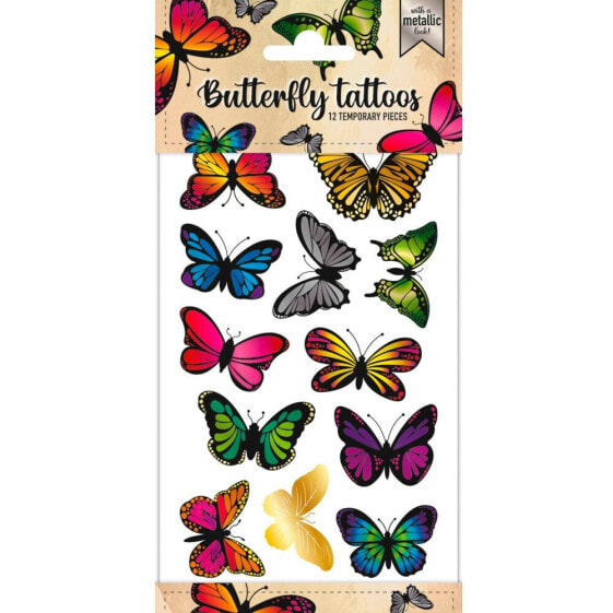 FUNNY PRODUCTS Blister Tatoos 10X20 cm Metallic Butterfly