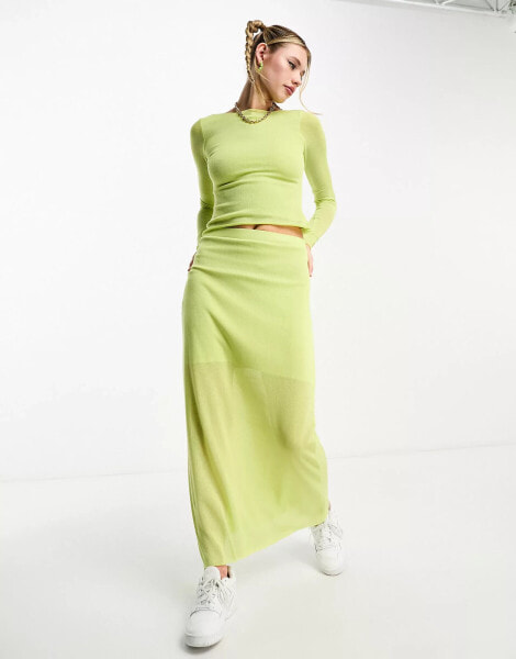 COLLUSION knit column maxi skirt in green