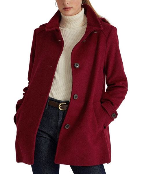 Women's Hooded Wool Blend Walker Coat