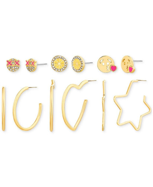 Multi Lemon, Emoji and Star Stud and Hoop Earring Set