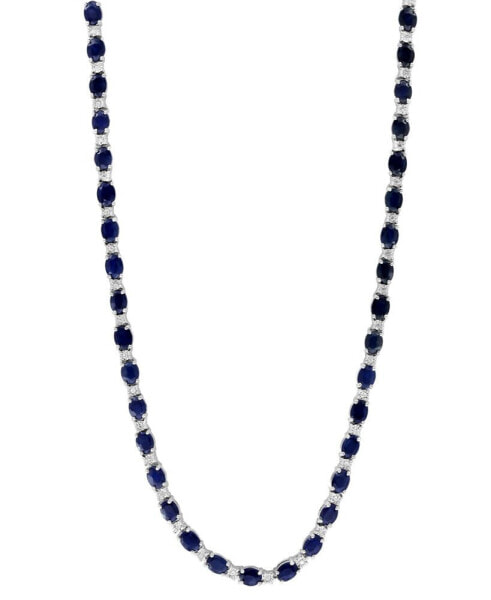 EFFY® Sapphire (12-3/4 ct. t.w.) & Diamond (1/5 ct. t.w.) 18" Collar Necklace in Sterling Silver.