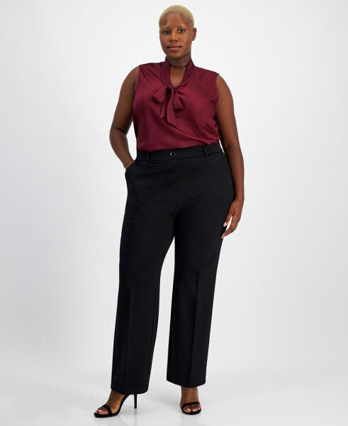 Plus Size Pull-On Compression Straight-Leg Pants