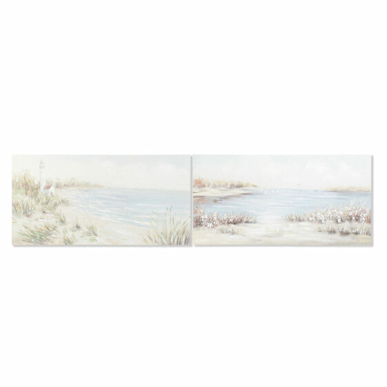 Картина DKD Home Decor 140 x 3,7 x 70 cm Пляж Средиземноморье (2 штук)