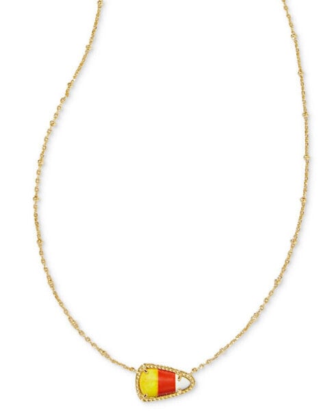 14k Gold-Plated Stone Candy Corn Adjustable Pendant Necklace, 16" + 3" extender