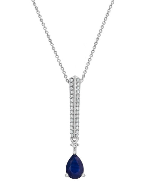 Lab-grown Sapphire (3/4 ct. t.w.) & Diamond Accent 18" Pendant Necklace in Sterling Silver