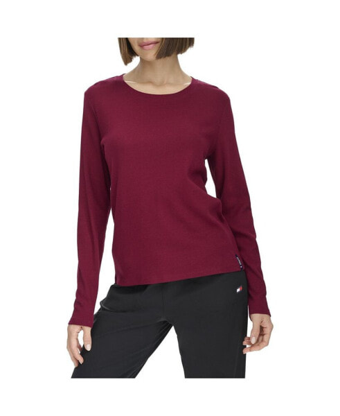 Women's Cotton Blend Ribbed Long Sleeve T-Shirt