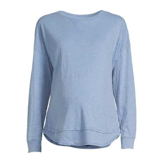 Time and Tru Maternity Sweatshirt Women's Medium Blue Cotton Crewneck Pullover