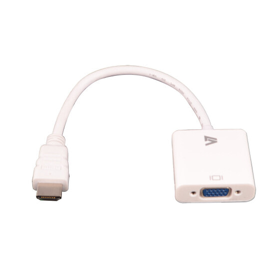 V7 White Video Adapter HDMI Male to VGA Female - 1x 19-pin HDMI - 1x 15-pin VGA - White