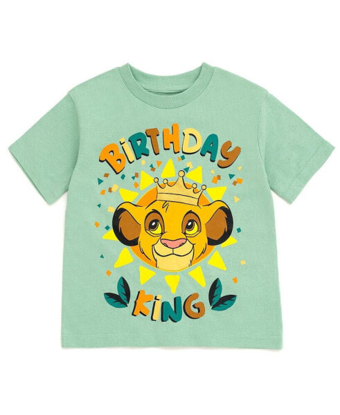Boys Lion King Simba Birthday Metallic Print T-Shirt Green