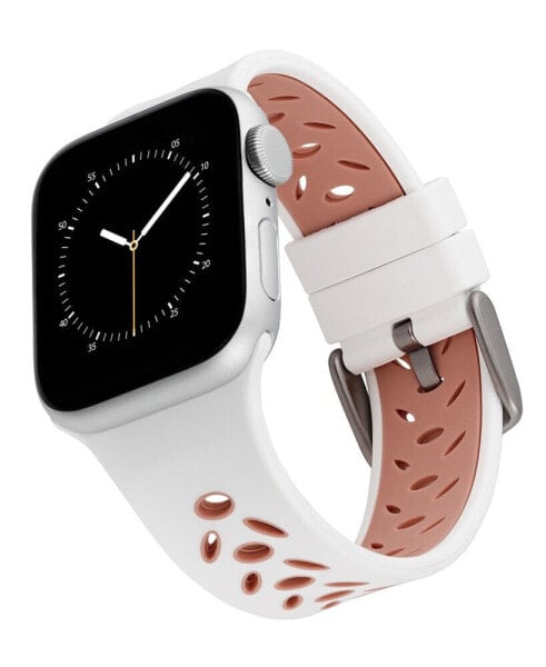 Ремешок для часов WITHit белый и розовый спортивный силиконовый ремешок совместимый с Apple Watch 42/44/45/Ultra/Ultra 2