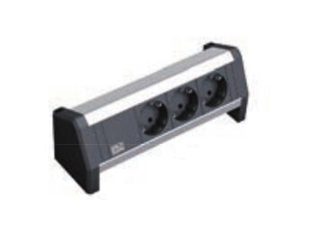 Bachmann DESK 1 - 3 AC outlet(s) - Indoor - Type F - Black,Silver - 228.6 mm