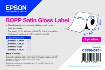 Epson BOPP SG Coil 220mm x 750lm - White - SG - Epson ColorWorks C7500 - 220mm x 750lm - 1 pc(s) - 520 mm