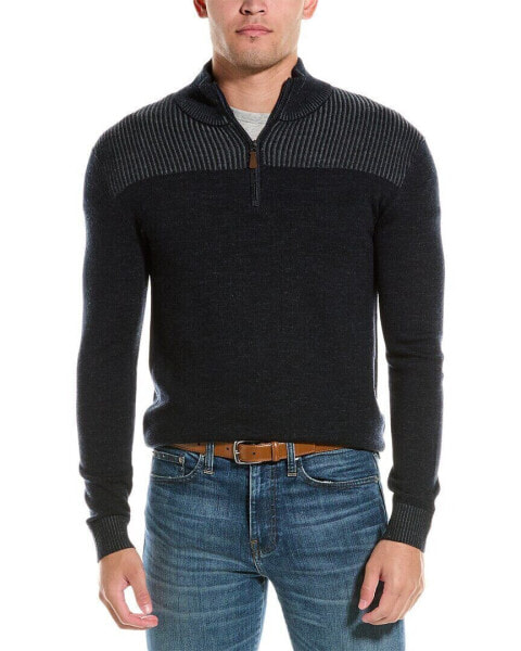 Bruno Magli Plaited Wool 1/4-Zip Sweater Men's