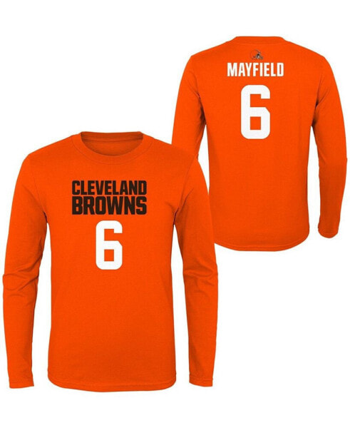 Футболка для малышей OuterStuff Cleveland Browns с именем и номером игрока Бейкера Мэйфилда