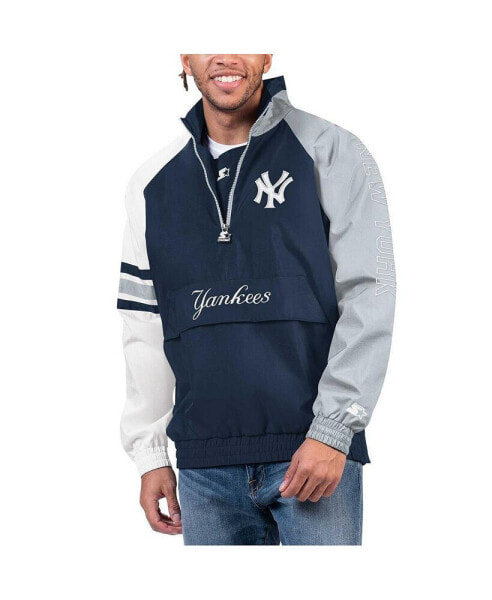 Men's Navy, Gray New York Yankees Elite Raglan Half-Zip Jacket