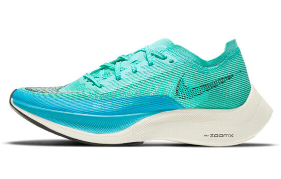 Кроссовки Nike ZoomX Vaporfly Next% 2 женские сниженные с нескользящей подошвой голубого и зеленого цвета