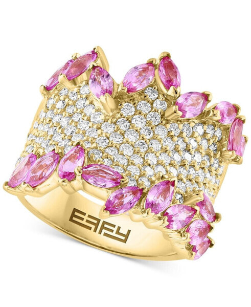 EFFY® Pink Sapphire (3-1/4 ct. t.w.) & Diamond (1-3/8 ct. t.w.) Pavé Statement Ring in 14k Gold