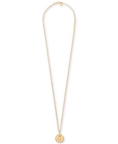 Gold-Tone IP Stainless Steel 3D $kull Cable Chain 29-1/2" Pendant Necklace