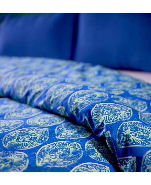 Indian Block Print-Recycled Plastic/Sustainable Cotton Full/Queen Size Duvet Cover Set