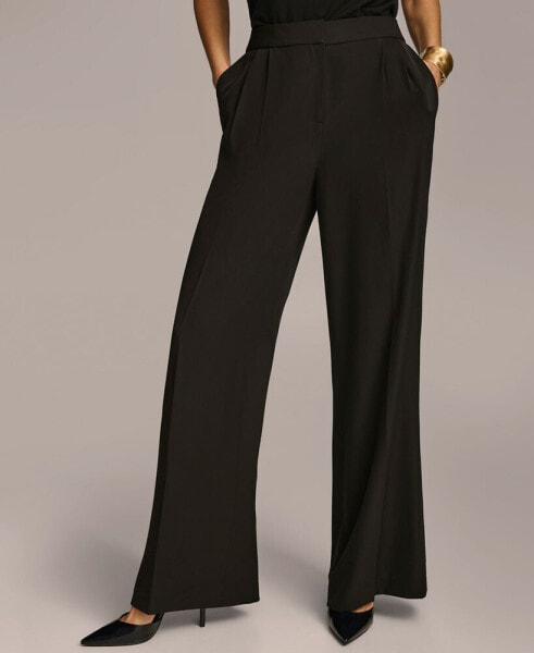 Women's Pleat Front Wide Leg Pants