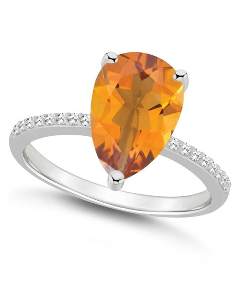 Women's Citrine (2-3/4 ct.t.w.) and Diamond (1/10 ct.t.w.) Ring in Sterling Silver