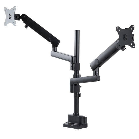 StarTech.com Desk Mount Dual Monitor Arm - Full Motion Monitor Mount for 2x VESA Displays up to 32" (17lb/8kg) - Vertical Stackable Arms - Height Adjustable/Articulating - Clamp/Grommet - Clamp - 16 kg - 81.3 cm (32") - 100 x 100 mm - Height adjustment - Black