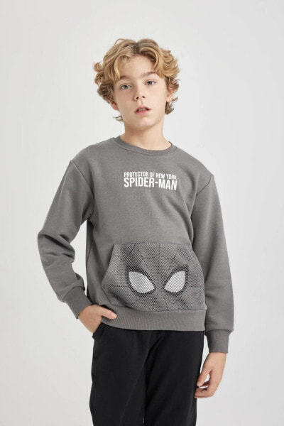 Erkek Çocuk Marvel Spiderman Regular Fit Bisiklet Yaka Sweatshirt