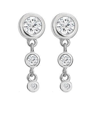 Elegant silver dangle earrings with diamonds Tender DE748