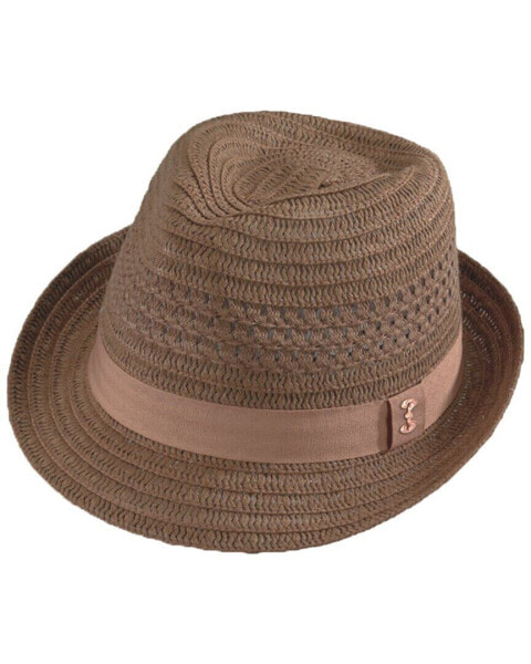 Who Ced Lafayette Braided Strips Fedora Men's Brown L