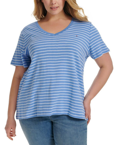 Plus Size Cotton Striped T-Shirt, Created for Macy's