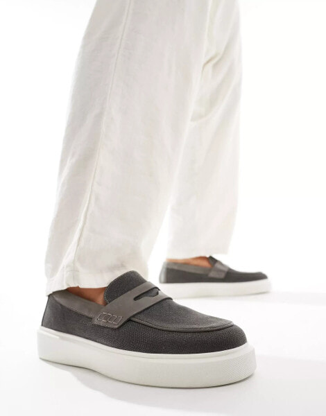 ASOS DESIGN chunky loafers in grey textile